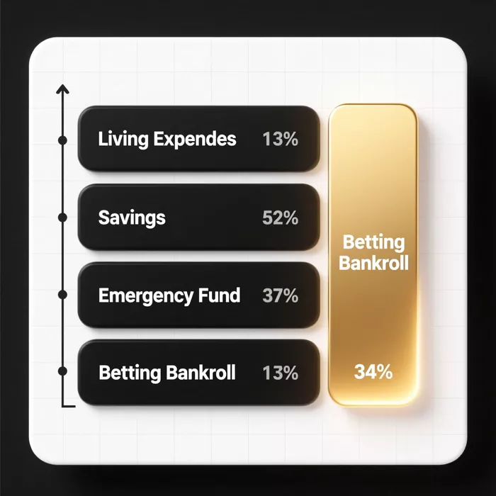 Bankroll allocation chart showing proper separation of betting funds from living expenses and savings