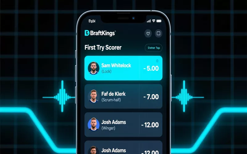First try scorer betting odds display showing decimal odds for rugby players
