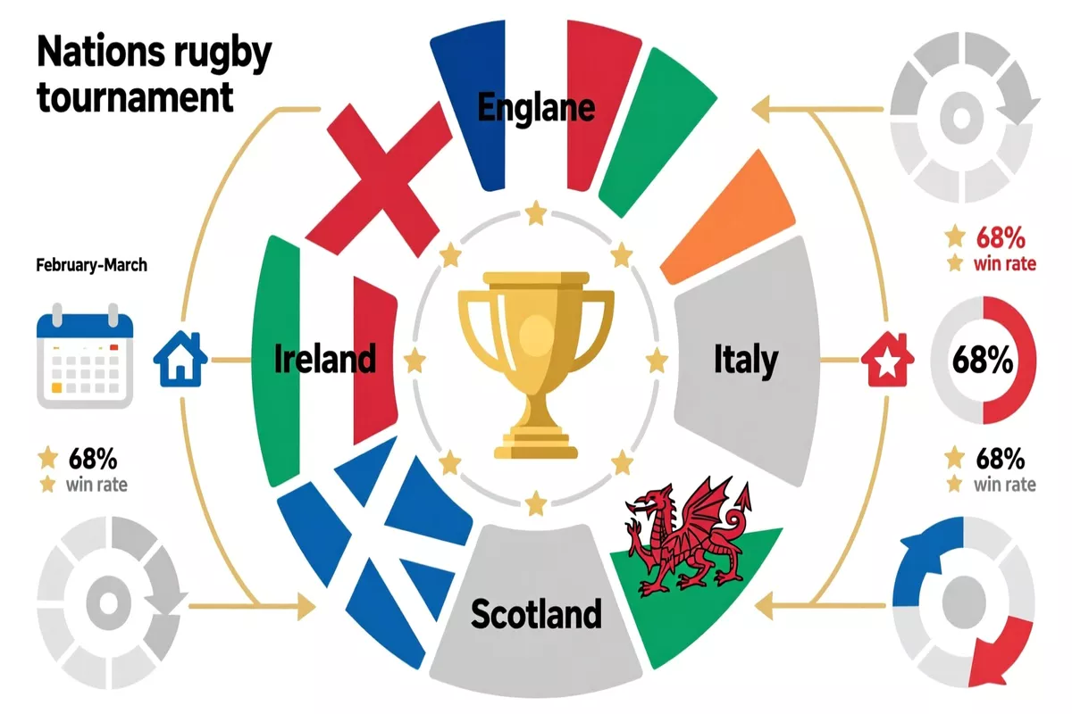 Six Nations tournament structure showing round-robin format with all six competing nations